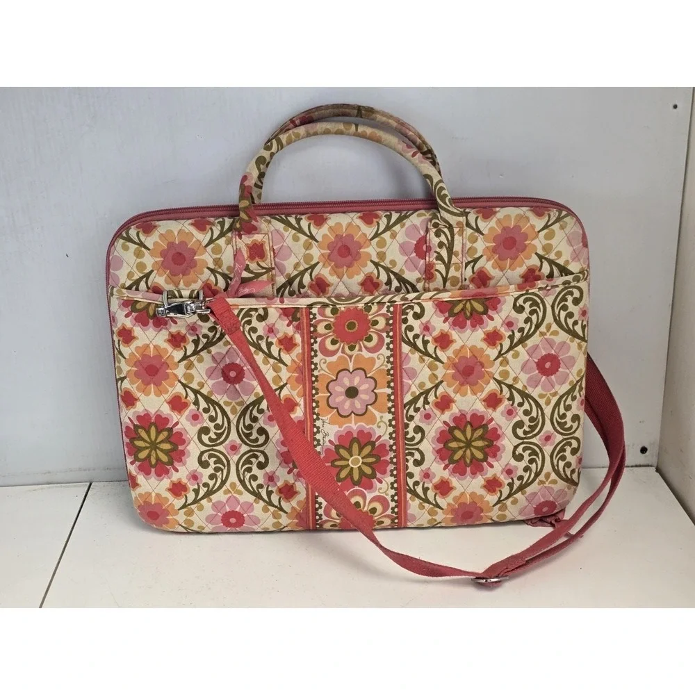 Vera Bradley Hard Shell Laptop Computer Case Bag Folkloric Retired Strap VTG